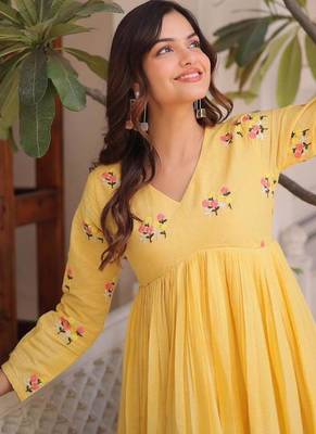 Yellow casual ethnic dress 2