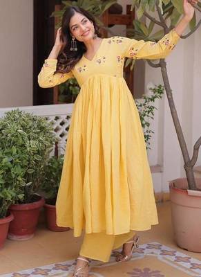 Yellow casual ethnic dress 1