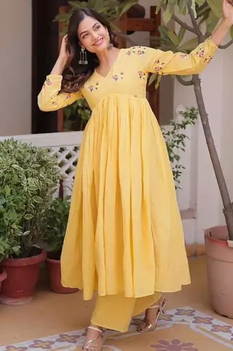 Yellow casual ethnic dress