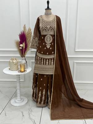 Brown embroidered sharara set 2