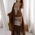 Brown embroidered sharara set