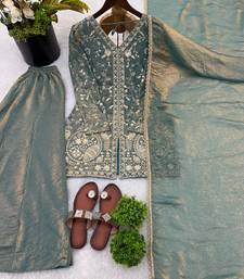 Sea- green embroidered suit