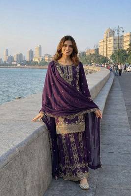 Purple designer ethnic suit 2