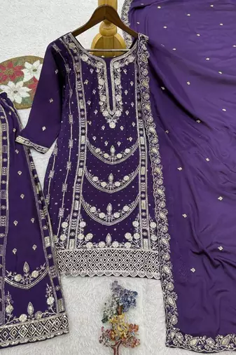 Purple designer ethnic suit