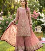 Light-pink embroidered sharara set