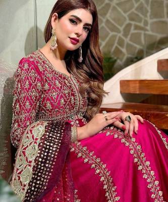 Hot-pink embroidered festive suit 2
