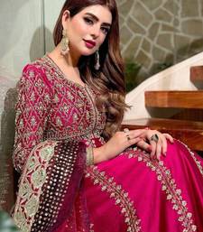 Hot-pink embroidered festive suit