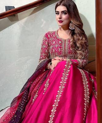 Hot-pink embroidered festive suit 3