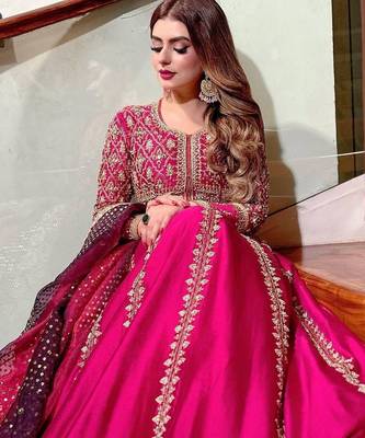 Hot-pink embroidered festive suit 4