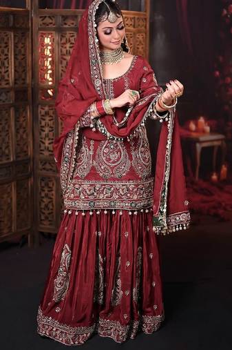 Red bridal sharara set