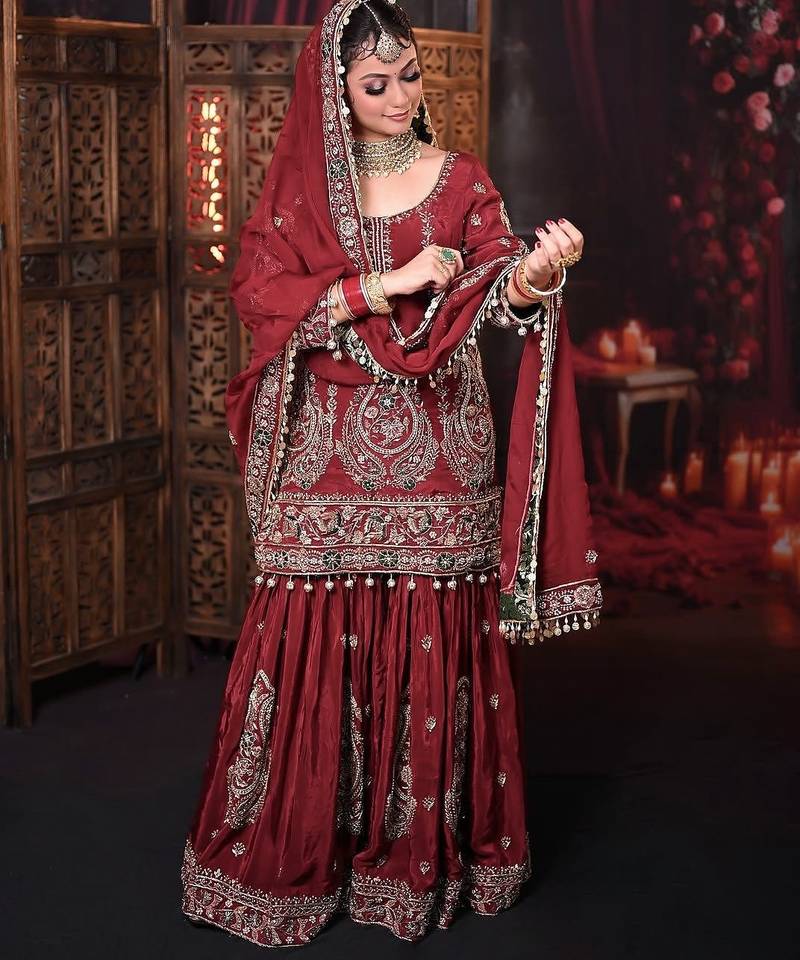 Red bridal sharara set