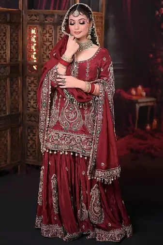 Red bridal sharara set