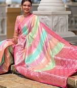 Soft silk saree with zari weaving meenakari design all over the saree & zari weawing contrast rich pallu