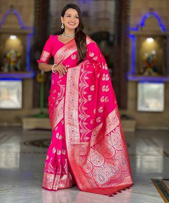 Soft banarasi silk saree with zari weaving meenakari touchup design all over the saree 1