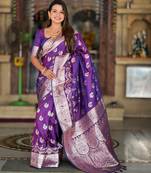 Soft banarasi silk saree with zari weaving meenakari touchup design all over the saree
