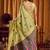 green khadi cotton saree with elegant jhallar border & katha work | mina design | rich brocade blouse