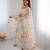 Off white  floral organza gown set with micro cotton inner & dupatta