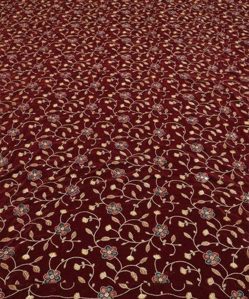 Maroon embroidered silk sharara set