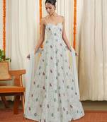 White embroidered tissue anarkali set