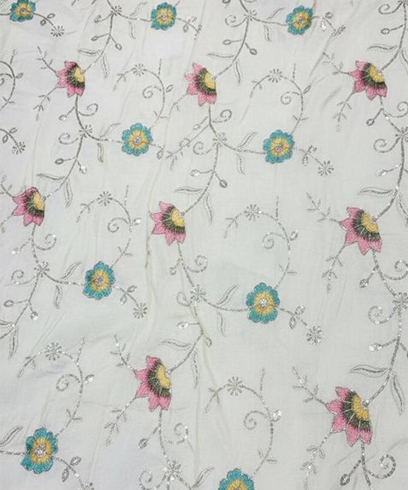 White embroidered tissue anarkali set