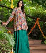 Multicolor printed chinon co ord set