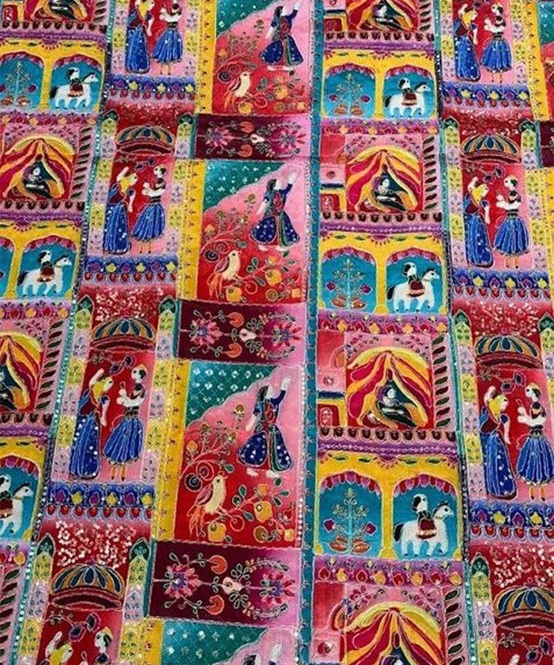 Multicolor printed chinon co ord set