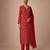 Red printed silk kurta set