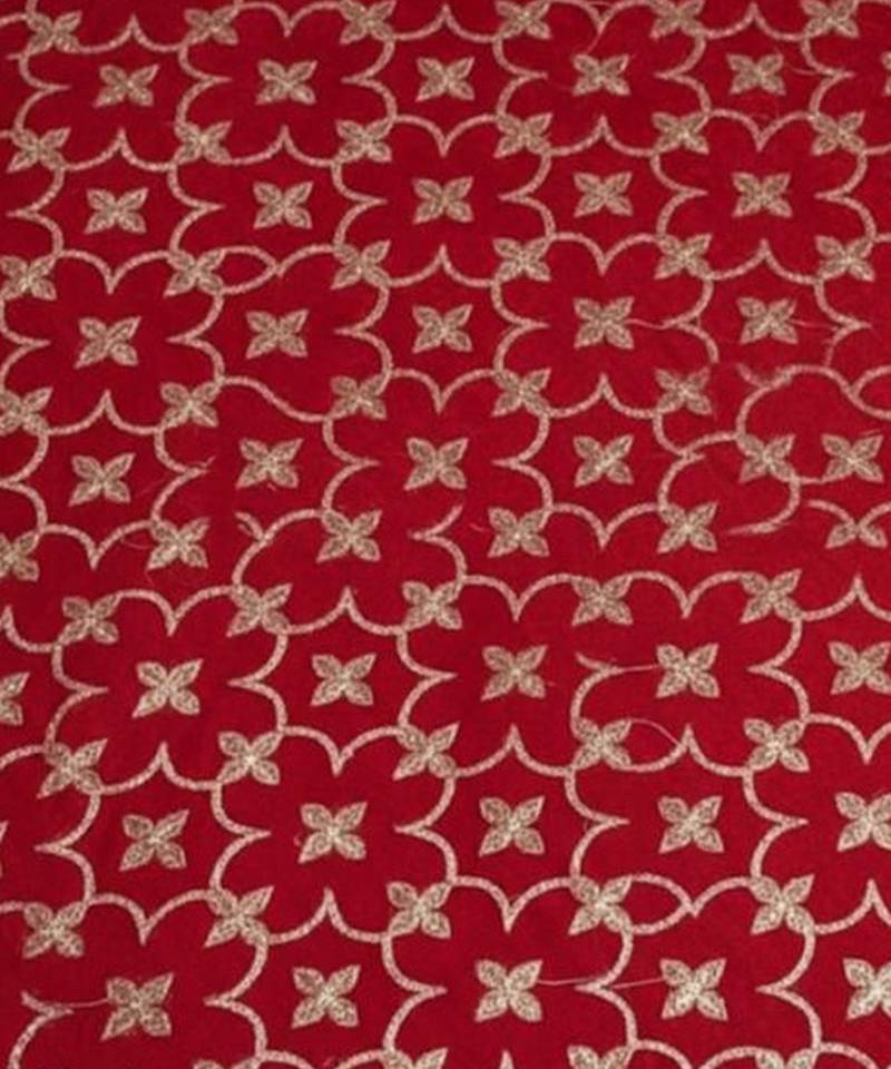 Red printed silk kurta set