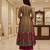 Wine printed brocade anarkali set
