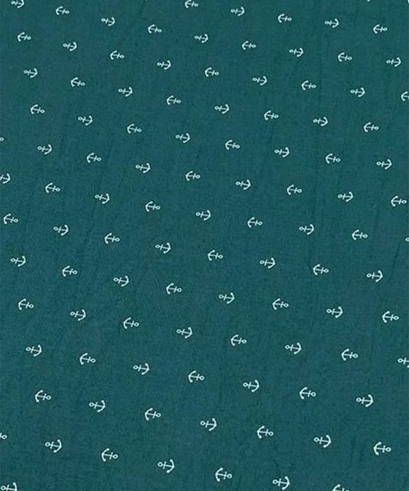 Teal green embroidered poly crepe kurta set