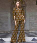 Brown printed silk co ord set