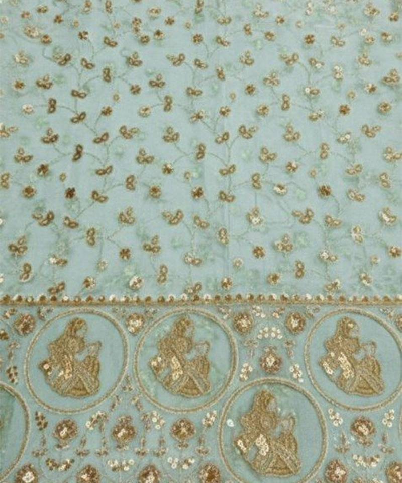 Light green embroidered crepe sharara set