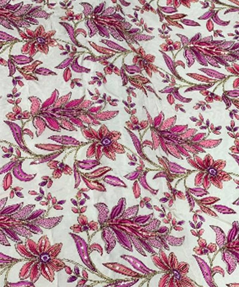 Pink printed crepe anarkali set