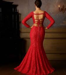 Red embroidered net fusion set