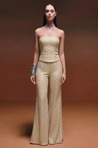 Gold embroidered silk co ord set