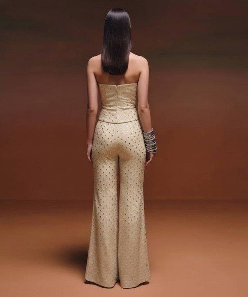 Gold embroidered silk co ord set