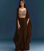 Brown printed jacquard co ord set