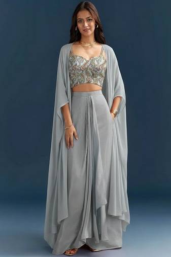 Grey printed jacquard co ord set