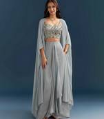 Grey printed jacquard co ord set