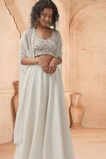 Ivory printed silk co ord set