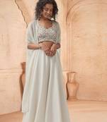 Ivory printed silk co ord set