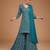 Teal-blue embroidered crepe sharara set