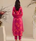 Pink printed georgette kurta set