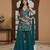 Teal blue printed crepe sharara set
