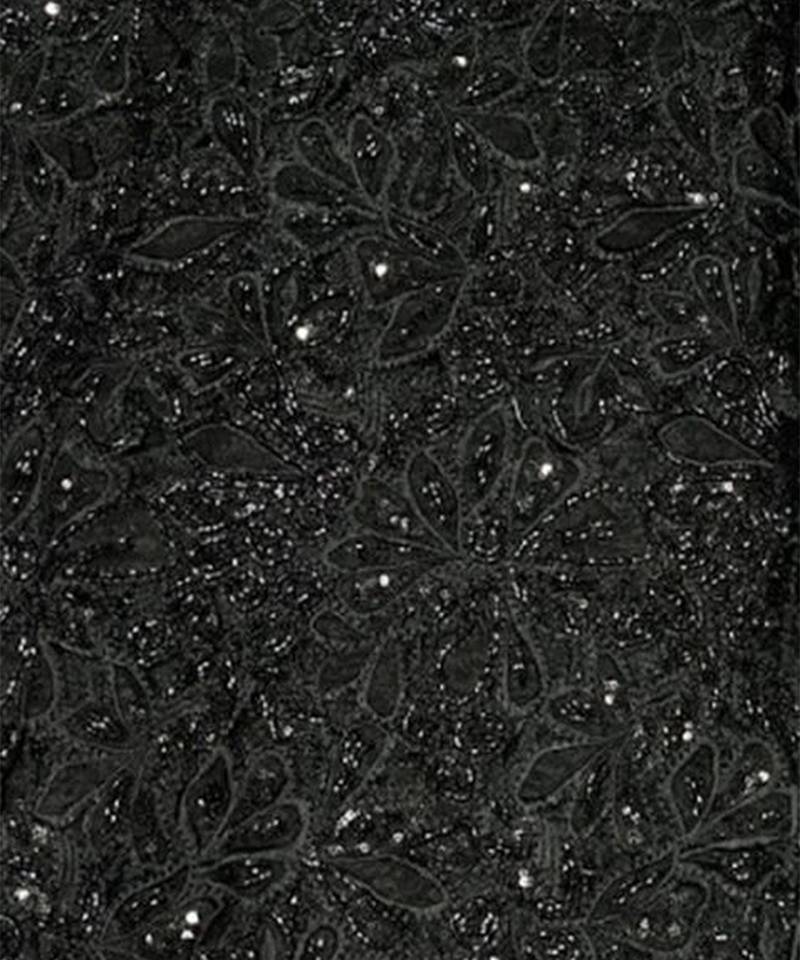 Black embroidered net fusion wear