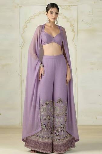 Lavender embroidered tissue co ord set