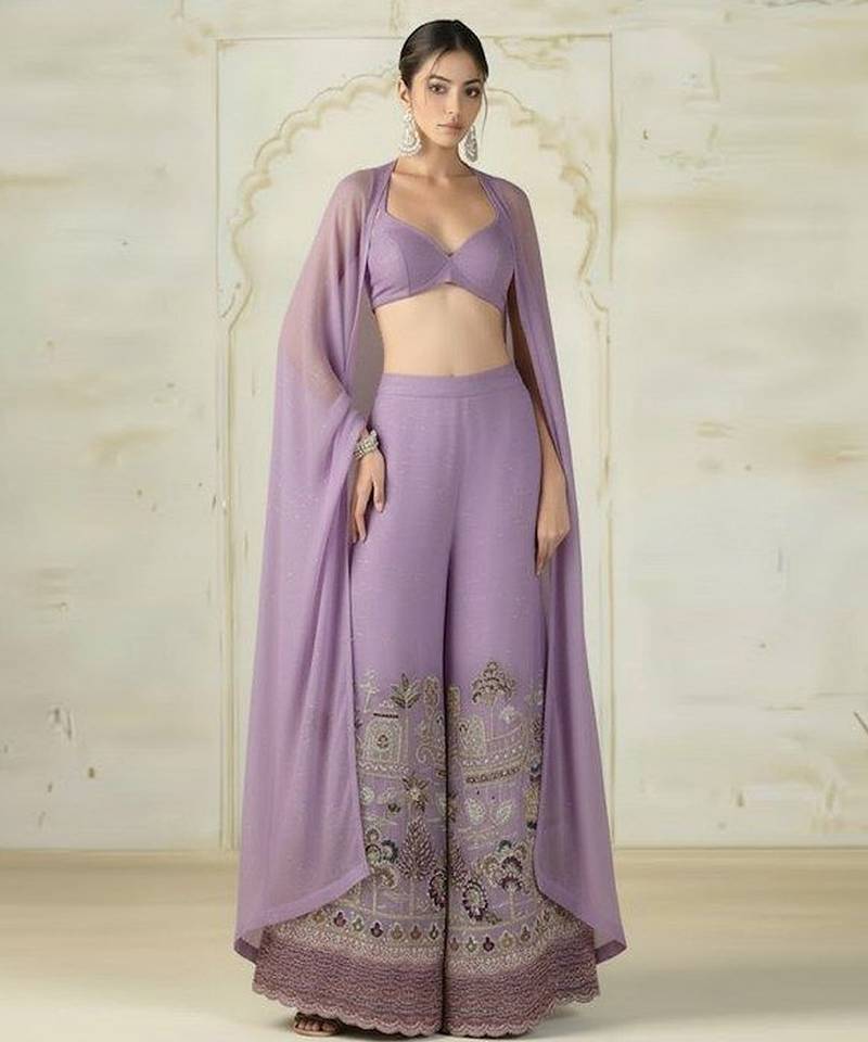 Lavender embroidered tissue co ord set