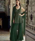 Green printed brocade sharara set
