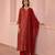 Maroon printed silk kurta set