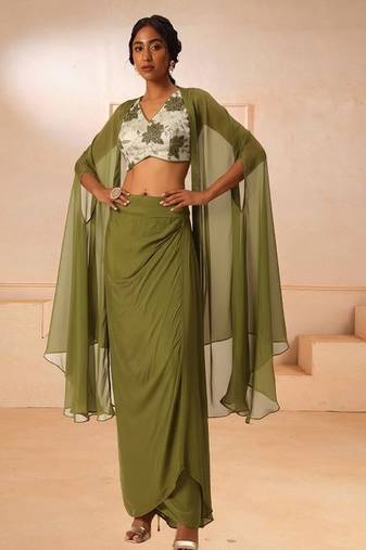 Olive printed tissue co ord set